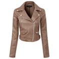 thumbnail image 1 of Made by Olivia Women's Long Sleeve Zipper Closure Moto Biker Faux Leather Jacket, 1 of 7