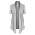 thumbnail image 1 of Made by Olivia Women's [Made in USA] Solid Jersey Knit Short Sleeve Open Front Draped Cardigan (S-3XL), 1 of 5