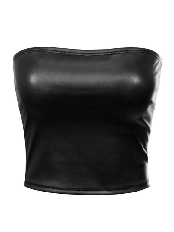 Women's PU Cropped Lightweight Tube Top