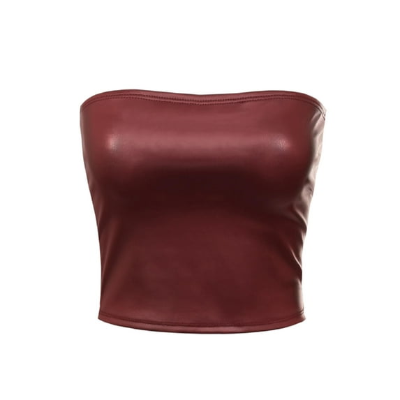 Made by Olivia Women's PU Cropped Lightweight Tube Top