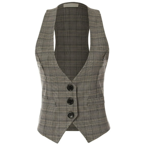 Made by Olivia Women's Racerback Plaid Vest Tuxedo Suit Waistcoat
