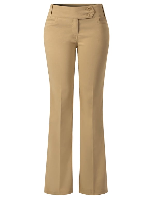 Women's Relaxed Boot-Cut Office Pants Trousers Slacks
