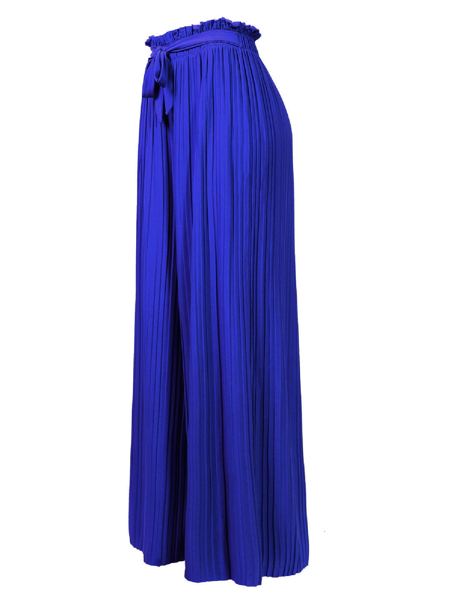 パンツ Siyazu SIPT7075 Pleated Banding Pants_Powder Blue Made by Olivia Women's Stretch Trousers, Ribbon Tie Chiffon