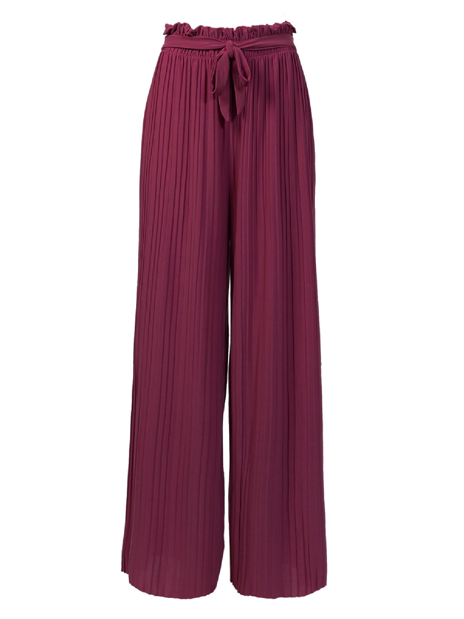 Made by Olivia Women's Stretch Trousers, Ribbon Tie Chiffon