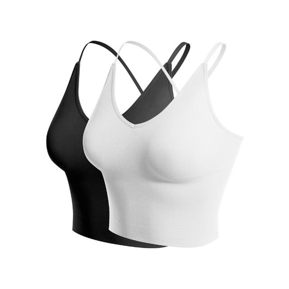 Made by Olivia Women's Seamless Padded Workout Sports Bra Cami Cropped Yoga Tank Top with Adjustable Straps