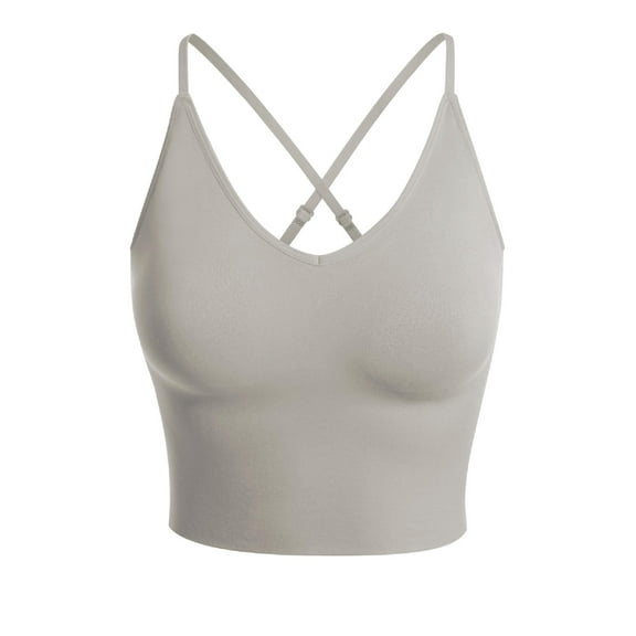 Made by Olivia Women's Seamless Padded Workout Sports Bra Cami Cropped Yoga Tank Top with Adjustable Straps