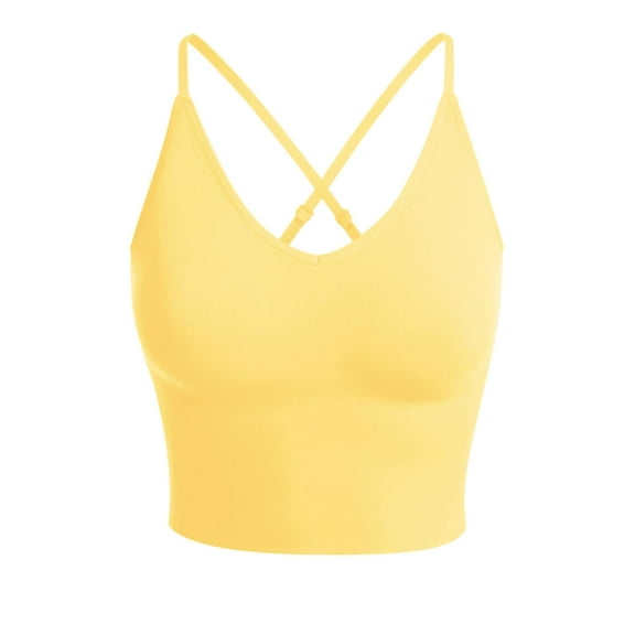 Made by Olivia Women's Seamless Padded Workout Sports Bra Cami Cropped Yoga Tank Top with Adjustable Straps