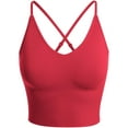 thumbnail image 1 of Made by Olivia Women's Seamless Padded Workout Sports Bra Cami Cropped Yoga Tank Top with Adjustable Straps, 1 of 7
