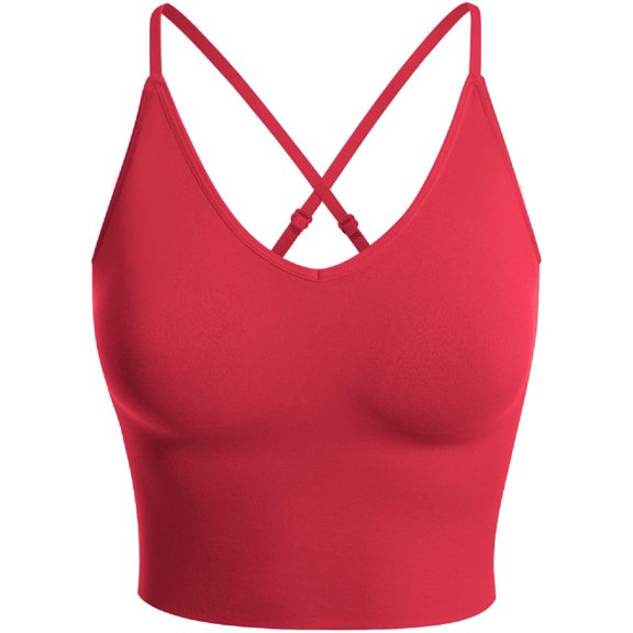 Made by Olivia Women's Seamless Padded Workout Sports Bra Cami Cropped Yoga Tank Top with Adjustable Straps