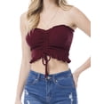 thumbnail image 1 of Made by Olivia Women's Sexy Frill Knot Front Knit Strapless / Strap Tube Crop Top, 1 of 5