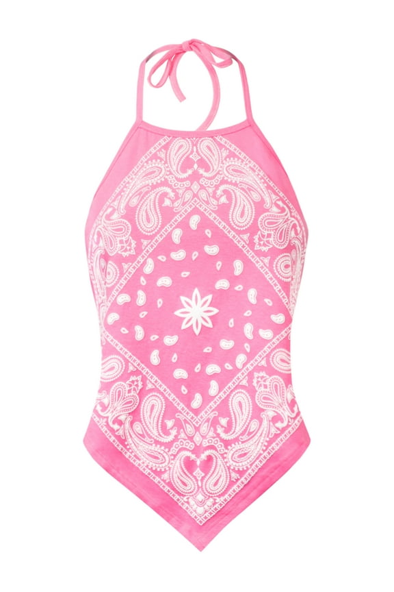 Women's Sexy Paisley Bandana/ Tie dye Halter Top Shirt- Made in USA