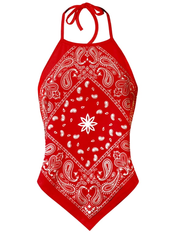 Women's Sexy Paisley Bandana/ Tie dye Halter Top Shirt- Made in USA