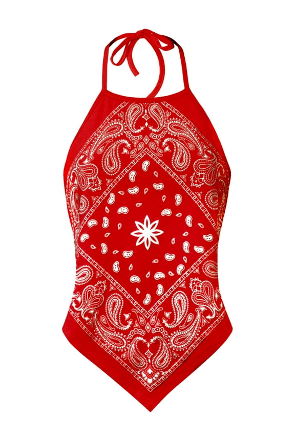 Women's Sexy Paisley Bandana/ Tie dye Halter Top Shirt- Made in USA