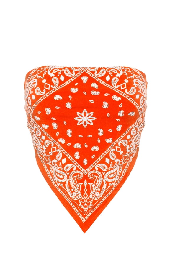 Women's Sexy Paisley/ Tie Dye Bandana Tube Crop Top Shirt- Made in USA