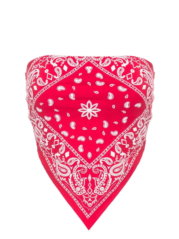 Women's Sexy Paisley/ Tie Dye Bandana Tube Crop Top Shirt- Made in USA