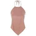 thumbnail image 1 of Made by Olivia Women's Sexy Pu Leather/ Suede Halter Top Bandana Shirt, 1 of 6