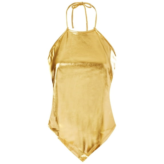 Made by Olivia Women's Sexy Pu Leather/ Suede Halter Top Bandana Shirt