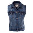 thumbnail image 1 of Made by Olivia Women's Sleeveless Button up Jean Denim Jacket Vest Distressed Dark Denim 3XL, 1 of 5