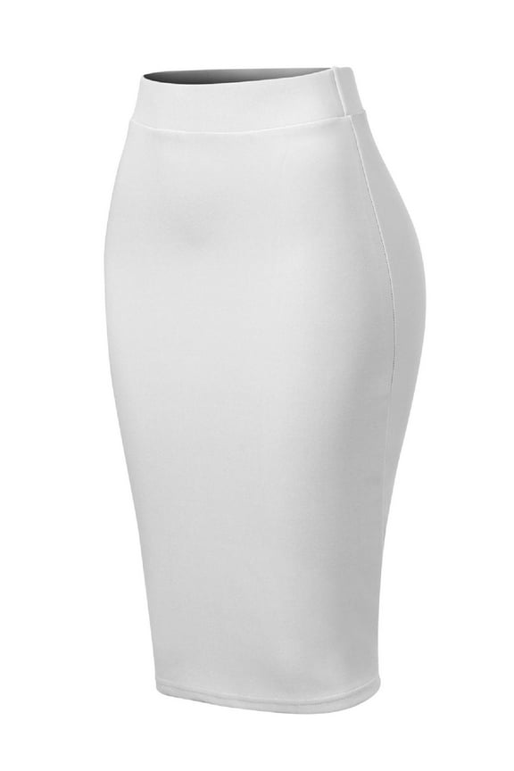 Women's Solid Back Slit Scuba Bodycon Pencil Skirt