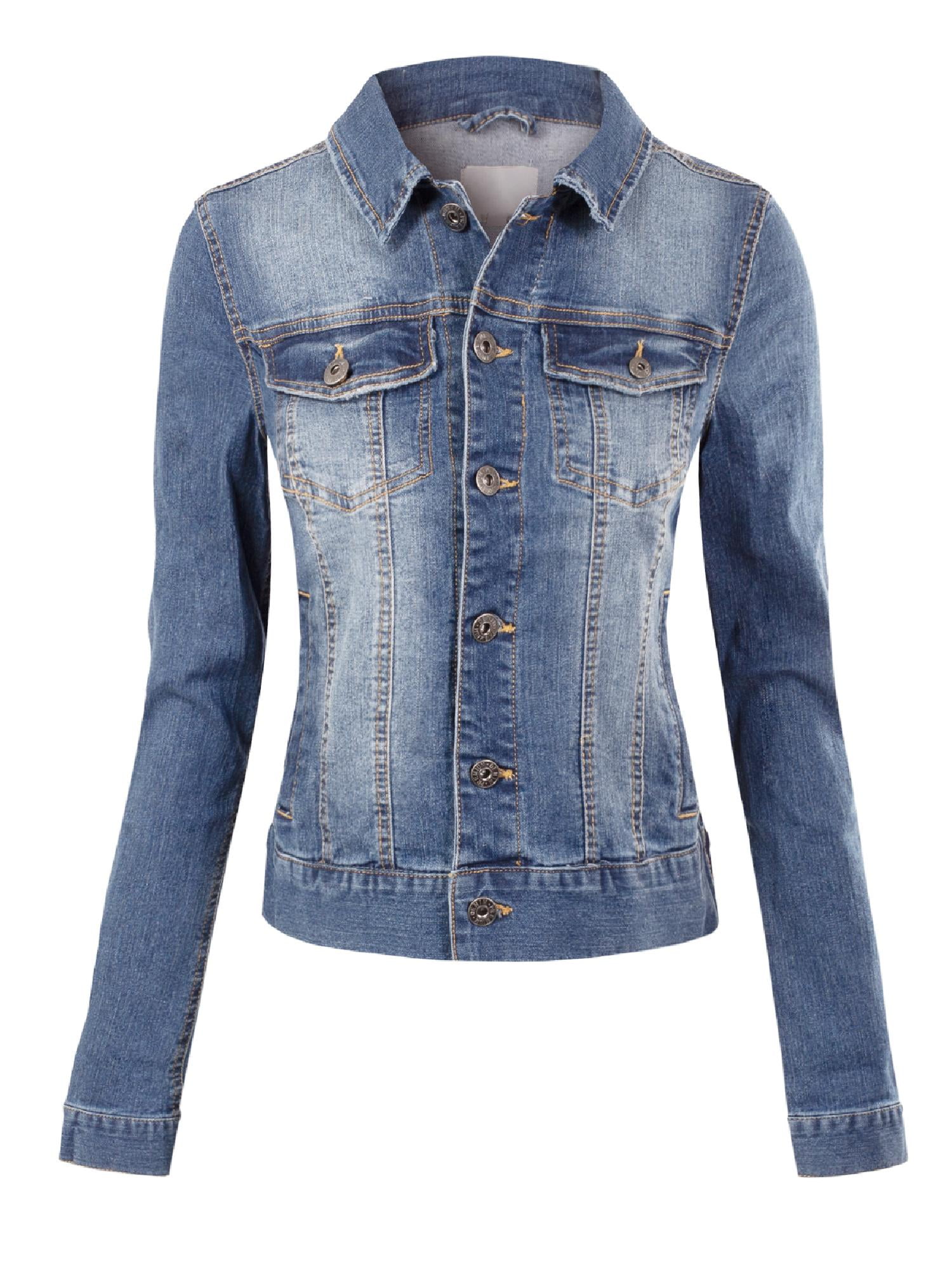 Just Jeans Long Sleeve Tops Made By Olivia Women's Solid Button