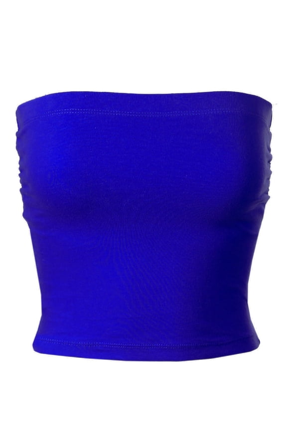 Women's Solid Casual Summer Side Shirring Scrunched Double Layered Tube Top