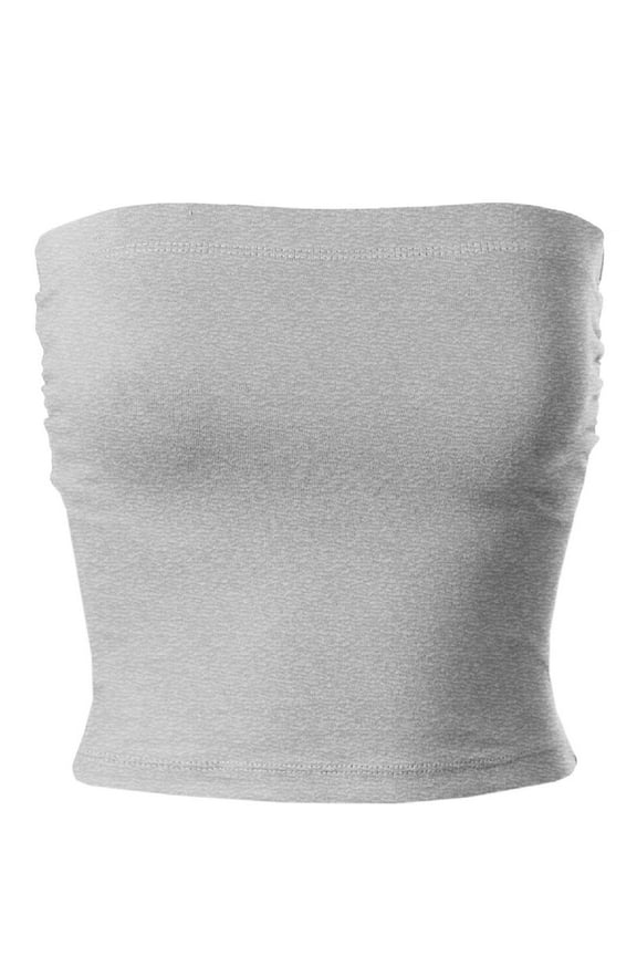 Women's Solid Casual Summer Side Shirring Scrunched Double Layered Tube Top