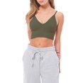 thumbnail image 1 of Made by Olivia Women's Solid Knit Ribbed Seamless Double Strap Triangle Brami Crop Tank Top, 1 of 6