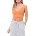 thumbnail image 1 of Made by Olivia Women's Solid Knit Ribbed Seamless Double Strap Triangle Brami Crop Tank Top, 1 of 6