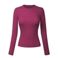 thumbnail image 1 of Made by Olivia Women's Solid Long Sleeve Crew Neck Fitted Ribbed Sweater Top, 1 of 7