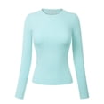 thumbnail image 1 of Made by Olivia Women's Solid Long Sleeve Crew Neck Fitted Ribbed Sweater Top, 1 of 7