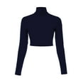 thumbnail image 1 of Made by Olivia Women's Solid Long Sleeve Mock Neck Solid Crop Top T Shirt, 1 of 6