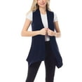 thumbnail image 1 of Made by Olivia Women's Solid Sleeveless Open Front Sheer Fabric Long Vest Cardigan, 1 of 5