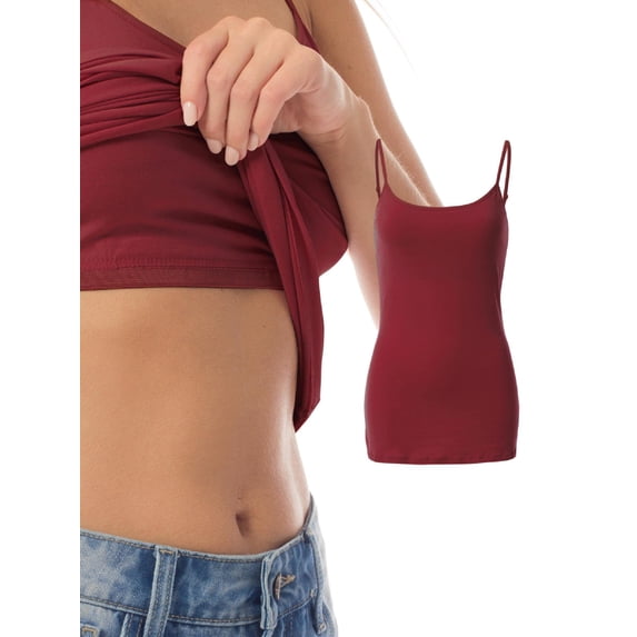 Made by Olivia Women's Stretch Jersey Adjustable Strap Tunic Camisole Tank Top with Shelf Bra