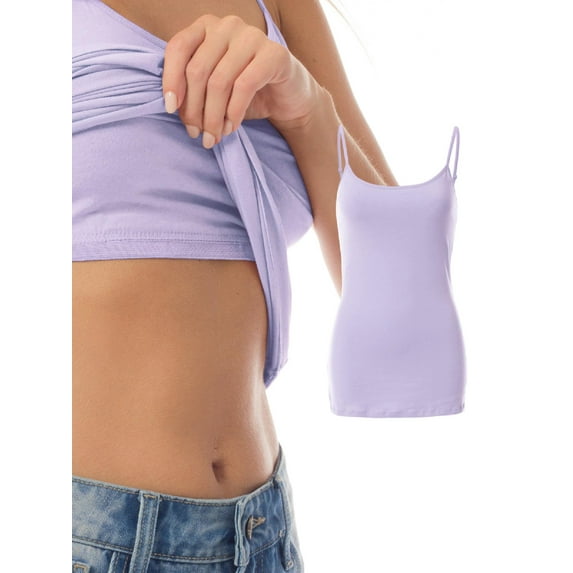 Made by Olivia Women's Stretch Jersey Adjustable Strap Tunic Camisole Tank Top with Shelf Bra