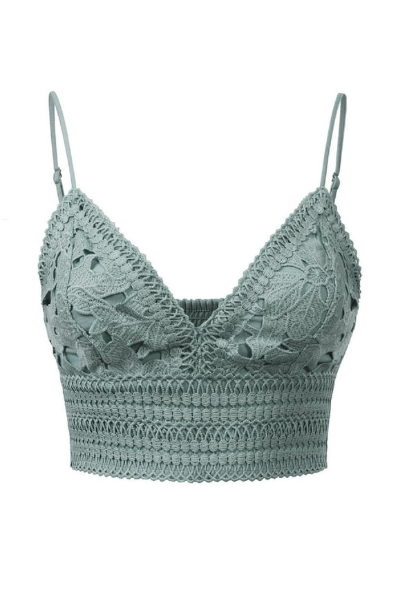 Women's Textured Open Back Laced V-Neck Crop Top