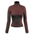 thumbnail image 1 of Made by Olivia Women's Tight Fit Lightweight Solid/Stripe Long Sleeves Turtle Neck Crop Top, 1 of 5