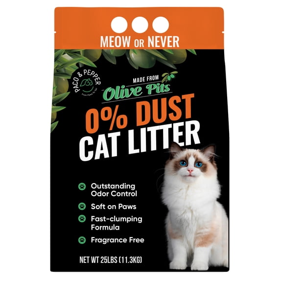 Made from Olive Pits 0% Dust Natural Unscented Clumping Original Formula, 25-lb bag