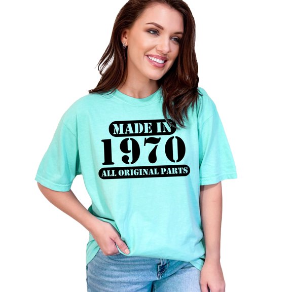 Made in 1970 All Original Parts, Chalky Mint Comfort Colors T-Shirt, XL