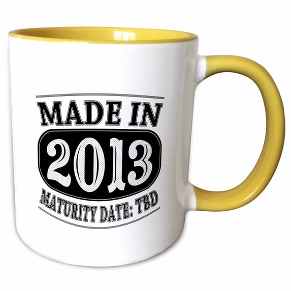 Made in 2013 - Maturity Date TDB 11oz Two-Tone Yellow Mug mug-212496-8