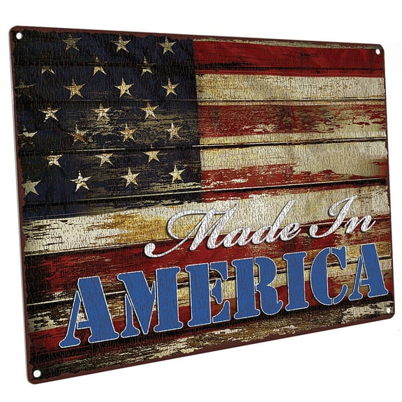 Made in America 9"x12" Metal Sign, Wall Decor for Mancave, Den, or Gameroom