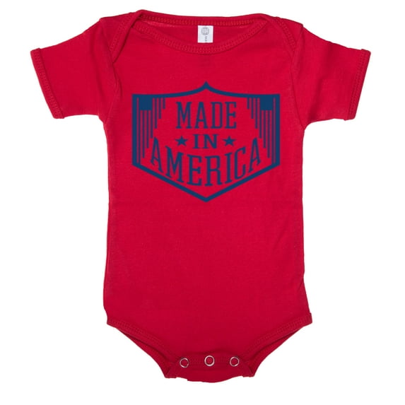 Made in America Baby one piece, Baby 4th of July T-shirt Baby Romper - Red CA165PATRIOT S11 6-12