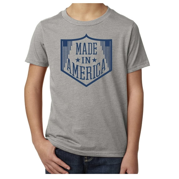 Made in America Kid's Graphic T-shirt, Patriotic Shirts - Heather Grey MH200YPATRIOT S11 S