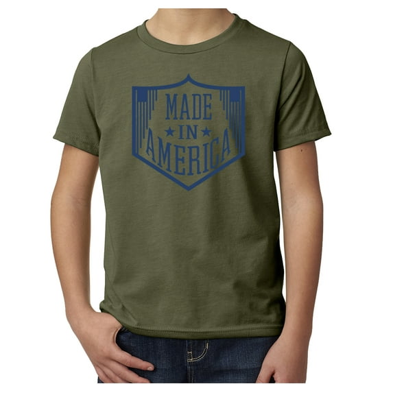 Made in America Kid's Graphic T-shirt, Patriotic Shirts - Olive MH200YPATRIOT S11 M
