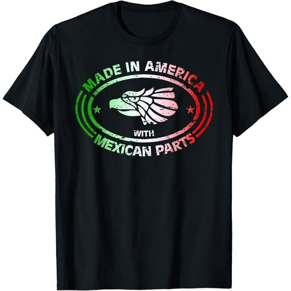 Made in America with Mexican Parts, American Pride Shirt T-Shirt men and women can wear, black, white, gifts