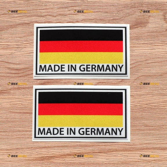 Made in Germany German Flag Car Vinyl Decal Sticker - 2 Pack Reflective, 4 Inches Rectangle Style B