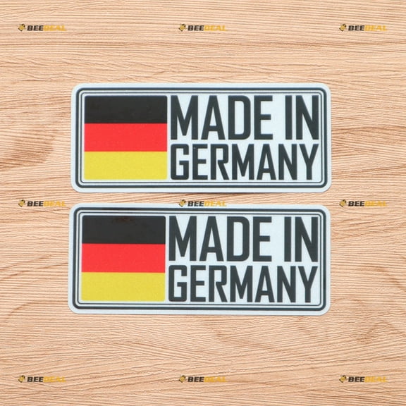 Made in Germany German Flag Car Vinyl Decal Sticker - 2 Pack Reflective, 4 Inches Rectangle