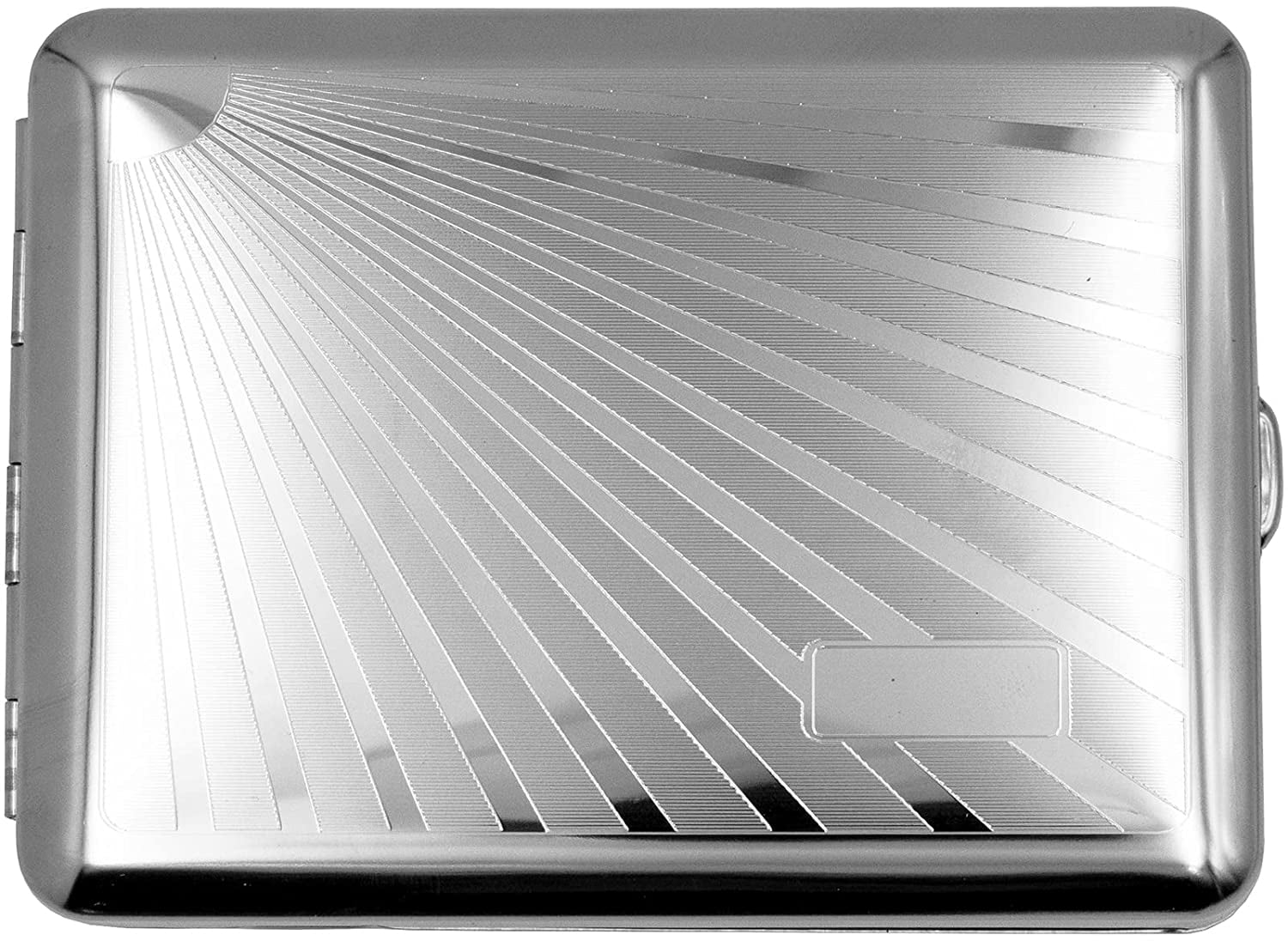 Made in Germany Nickle Plated Cigarette Case (18 100s) With Elastic Bands  (Beam of Light - Engravable)