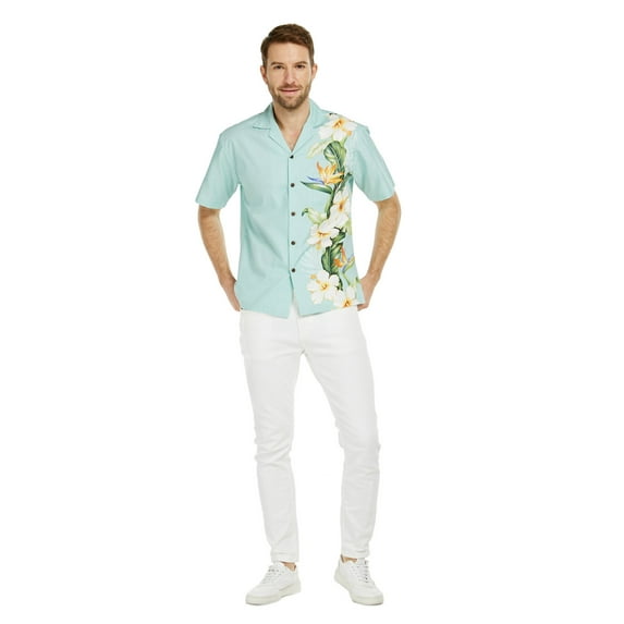 Hawaii Hangover Men and Big Men Bird of Paradise Side Pattern Hawaiian Shirt, up to size 8XL