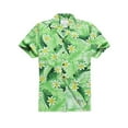 thumbnail image 1 of Made in Hawaii Men's Hawaiian Shirt Aloha Shirt in Classic Leaves with Plumeria in Green S, 1 of 3
