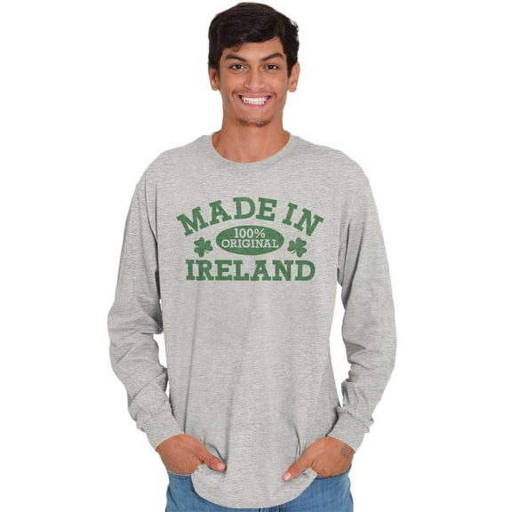 Made in Ireland Irish Pride St Pattys Plus Size Long Sleeve Graphic Tee Shirt Brisco Brands 3X